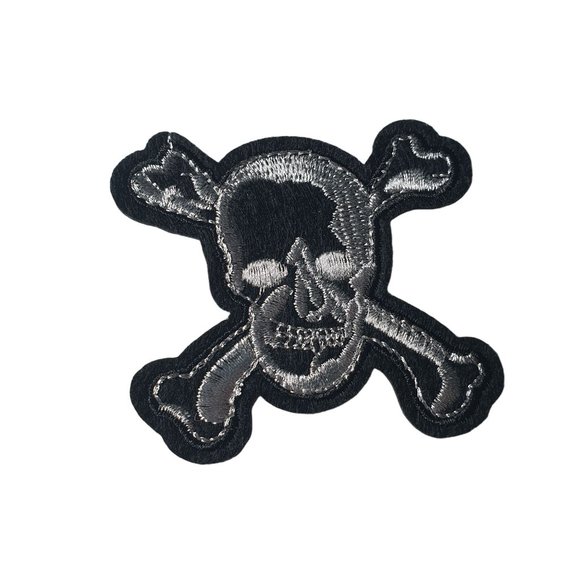 Skull Crossbones Iron or Sew On Patch Embroidered Rock  Jean Jacket Vest Bike - Picture 1 of 3